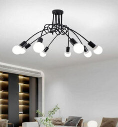 Ceiling Lamp Lighting Curved Design Hanging Lights Black (E27 Included) - thumbnail 2