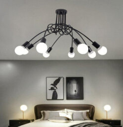 Ceiling Lamp Lighting Curved Design Hanging Lights Black (E27 Included) - thumbnail 1