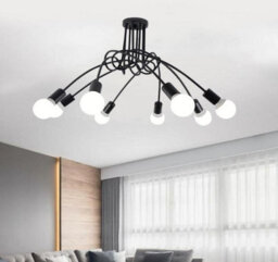 Ceiling Lamp Lighting Curved Design Hanging Lights Black (E27 Included) - thumbnail 3