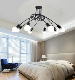 Ceiling Lamp Lighting Curved Design Hanging Lights Black (E27 Included) - thumbnail 5