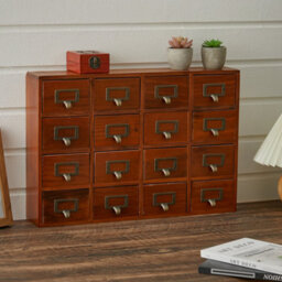 Living And Home 4 Tier 16 Drawer Brown Retro Wooden Tabletop Pull Out Storage Organizer - thumbnail 2