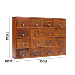 Living And Home 4 Tier 16 Drawer Brown Retro Wooden Tabletop Pull Out Storage Organizer - thumbnail 5
