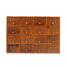 Living And Home 4 Tier 16 Drawer Brown Retro Wooden Tabletop Pull Out Storage Organizer - thumbnail 4