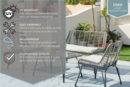 Furniturebox Lisbon Rattan Garden Sofa Set, 4 Seat Outdoor Sofa Set, Grey Rattan Garden Furniture Set, 2 Chairs Coffee Set +Cover - thumbnail 6