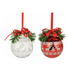 Weiste Christmas Tree Decorations Set Of 4 - Red White Bauble Reindeer & Holly