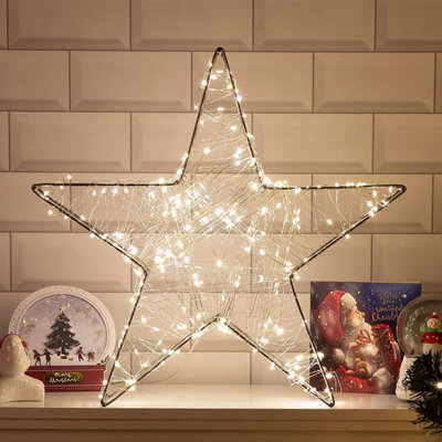 Christmas 3D Star Metal 200 Warm White Led Light Bright Illumination Figures Decoration Indoor Table Top Xmas Gifts 50 X 50 X 8Cm - image 1
