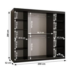 Arte Parma Iii Mirrored And Smoked Glass Sliding Door Wardrobe (H2000mm W2000mm D620mm) With Shelves -Black Matt - thumbnail 4