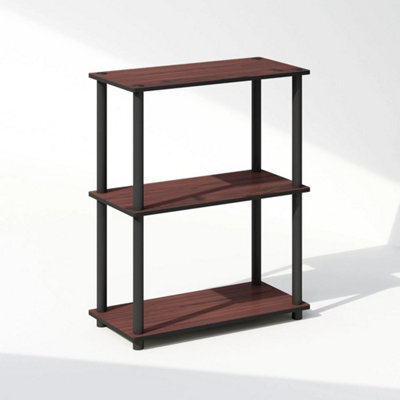 Compact Dark Cherry Bookcase Versatile 3-Tier Shelving Unit For Home Office - image 1