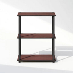 Compact Dark Cherry Bookcase  Versatile 3-Tier Shelving Unit For Home Office - thumbnail 3