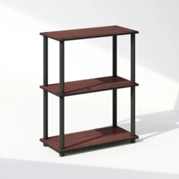 Compact Dark Cherry Bookcase  Versatile 3-Tier Shelving Unit For Home Office - thumbnail 1