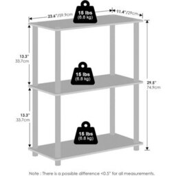 Compact Dark Cherry Bookcase  Versatile 3-Tier Shelving Unit For Home Office - thumbnail 2