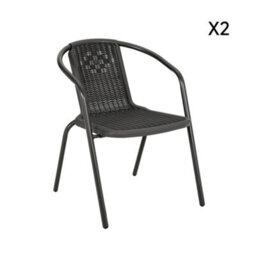 Breeins Set Of 2 Outdoor Black Plastic Rope Garden Stacking Chairs Garden Patio Furniture Chairs Outdoor Bistro Dining Chairs - thumbnail 5