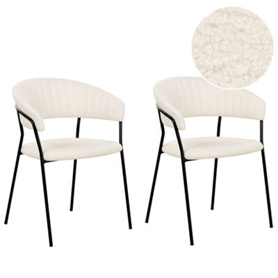 Beliani Set Of 2 Dining Chairs Mariposa Boucle Off-White - image 1