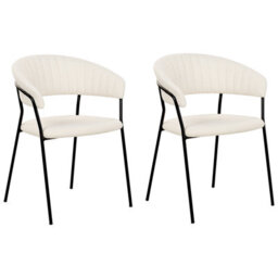Beliani Set Of 2 Dining Chairs Mariposa Boucle Off-White - thumbnail 4