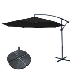 Sundaze 3M Black Garden Cantilever Banana Parasol Umbrella Crank Hanging Patio With Base Weights - thumbnail 1