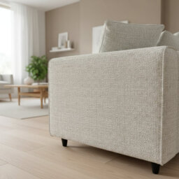 Abakus Direct Jumbo Chenille Corner Sofa In Stone Grey Left Facing With Plush Chaise Extension - thumbnail 7