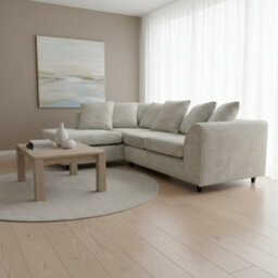 Abakus Direct Jumbo Chenille Corner Sofa In Stone Grey Left Facing With Plush Chaise Extension - thumbnail 4