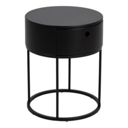 Furniture To Go Polo Round Bedside Table In Black - thumbnail 1