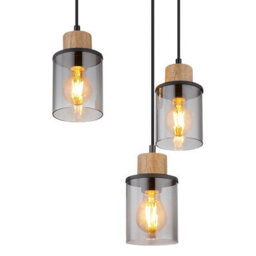 Luminosa Lighting Luminosa Reid Cluster Pendant Ceiling Light Matt Black Smoke Glass Shade 6X E27 - thumbnail 4
