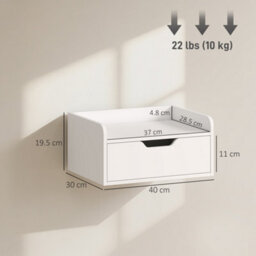 Homcom Floating Nightstands Set Of 2, Nightstand With Drawer, White - thumbnail 3