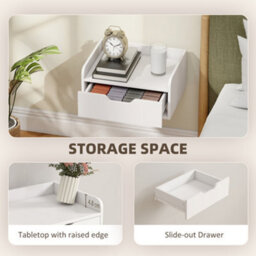 Homcom Floating Nightstands Set Of 2, Nightstand With Drawer, White - thumbnail 6