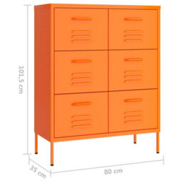Vidaxl Drawer Cabinet Orange 80X35X101.5 Cm Steel - thumbnail 9
