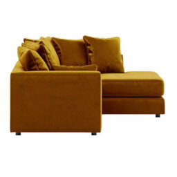 Furnishings For Less UK Brooklyn Plush Velvet 3 To 4 Seater L Shaped Corner Sofa Foam Gold Right Hand Facing - thumbnail 2