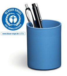 Durable Eco Recycled Plastic Pen Pot Pencil Holder Desk Tidy Organizer - Blue - thumbnail 1