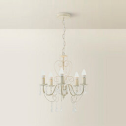 Valuelights Lille Pair Of Distressed Shabby Chic 5 Way White Pendant Ceiling Lights Chandeliers - thumbnail 3