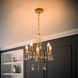 Valuelights Lille Pair Of Distressed Shabby Chic 5 Way White Pendant Ceiling Lights Chandeliers - thumbnail 2
