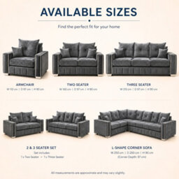 Stratus Interiors Layla Luxury Upholstered Sofa With Metal Stud Detailing, Deep Tufted Panels, Plush Cushions For Living Room- Grey - 2&3 Seater Set - thumbnail 4