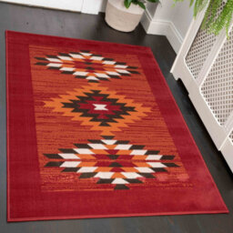 Loomed Red Terracotta Tribal Geometric Living Room Rug 160X230Cm - thumbnail 3