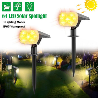 2Pcs Solar Spot Lights 64Led Garden Outdoor Pathway Stake Lamps Driveway Pool 3 Modes - image 1