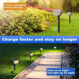 2Pcs Solar Spot Lights 64Led Garden Outdoor Pathway Stake Lamps Driveway Pool 3 Modes - thumbnail 9