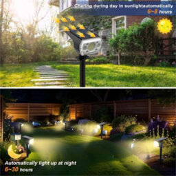 2Pcs Solar Spot Lights 64Led Garden Outdoor Pathway Stake Lamps Driveway Pool 3 Modes - thumbnail 8