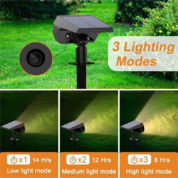 2Pcs Solar Spot Lights 64Led Garden Outdoor Pathway Stake Lamps Driveway Pool 3 Modes - thumbnail 4