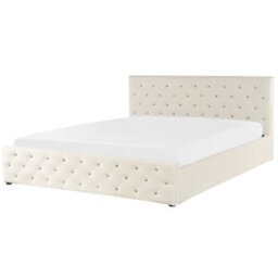 Beliani Ottoman Bed Velvet Amiens 180 X 200 Cm (Eu Super King) Light Beige - thumbnail 4