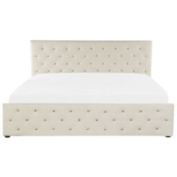 Beliani Ottoman Bed Velvet Amiens 180 X 200 Cm (Eu Super King) Light Beige - thumbnail 8