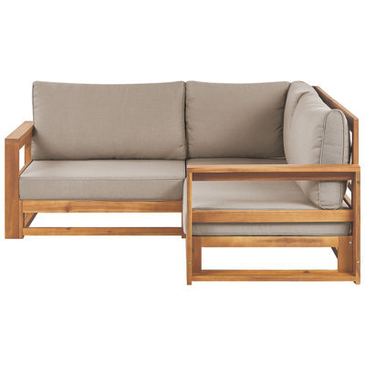 Beliani Garden Corner Sofa 2 Seater Timor Modular Certified Acacia Wood Light Brown - image 1