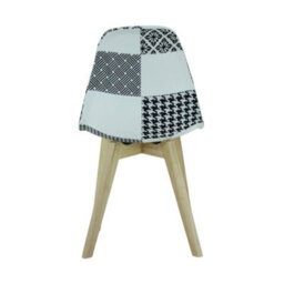 Life Interiors Set Of 2 Black/white Patchwork Fabric Chairs With Wooden Legs, Modern Accent Chair For Living Room & Office - thumbnail 5