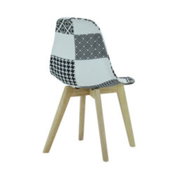 Life Interiors Set Of 2 Black/white Patchwork Fabric Chairs With Wooden Legs, Modern Accent Chair For Living Room & Office - thumbnail 4