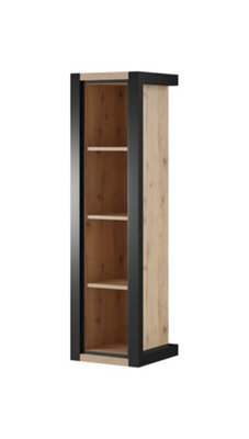 Arte Stylish Aktiv 87 Wall Shelf 350mm In Oak Taurus & Black Matt - Space-Saving Storage Solution H1280mm D350mm - image 1