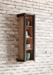 Arte Stylish Aktiv 87 Wall Shelf 350mm In Oak Taurus & Black Matt - Space-Saving Storage Solution H1280mm D350mm - thumbnail 3