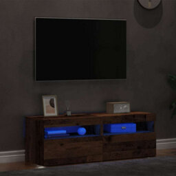 Berkfield Tv Cabinets With Led Lights 2 Pcs Old Wood Engineered Wood - thumbnail 4