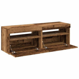 Berkfield Tv Cabinets With Led Lights 2 Pcs Old Wood Engineered Wood - thumbnail 7