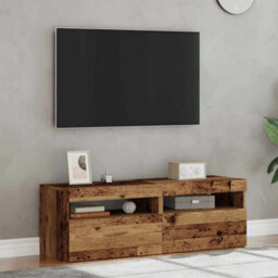Berkfield Tv Cabinets With Led Lights 2 Pcs Old Wood Engineered Wood - thumbnail 5