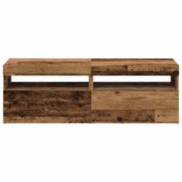 Berkfield Tv Cabinets With Led Lights 2 Pcs Old Wood Engineered Wood - thumbnail 8