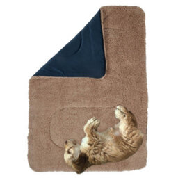 Ohs Sherpa Pet Animal Blanket Puppy Dog Cat Kitten Kennel Mat Warm Throw - Navy Blue - thumbnail 2