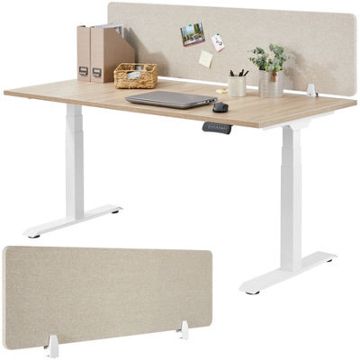 Tectake Desk Partition Noisy - Sound-Absorbing 130 X 40 Cm - Beige - image 1