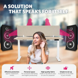 Tectake Desk Partition Noisy - Sound-Absorbing 130 X 40 Cm - Beige - thumbnail 4